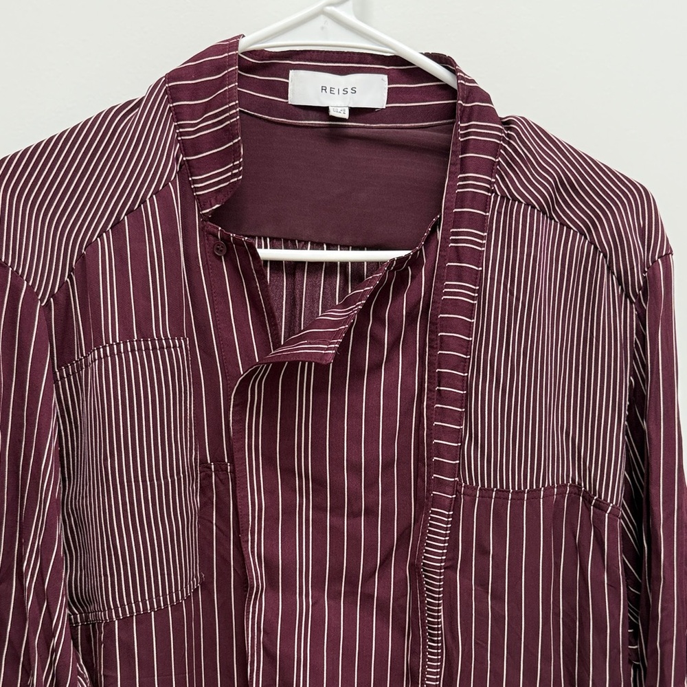 Reiss Burgundy Striped Long Sleeve Dress